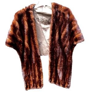 Vintage 1950s Mink Over the Shoulder Stole Inside Pockets